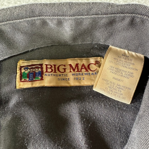 Vintage Big Mac Made in USA Medium 15/15.5 Gray Button Up Short Sleeve Shirt - Picture 3 of 7